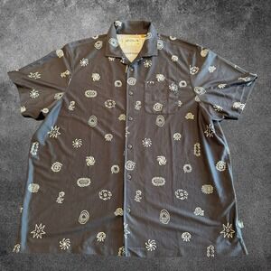 Howler Brothers Shirt Mens XXL Short Sleeve Button Up Collar Black Print Casual